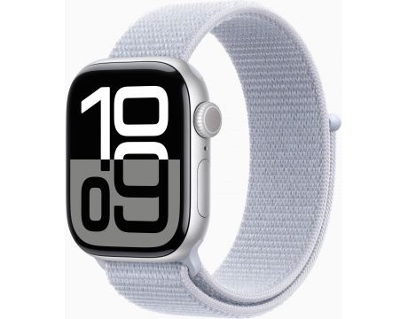 Apple Watch Series 10 GPS, 42 мм, Silver Aluminum, Blue Cloud Sport на супер цени