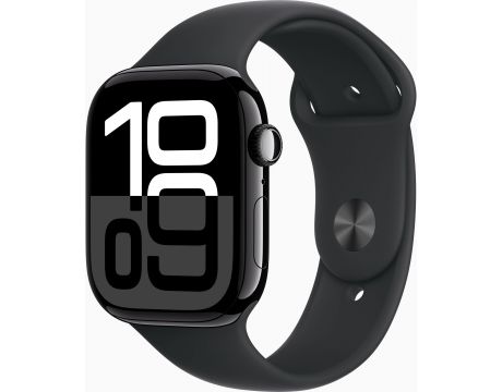 Apple Watch Series 10 GPS, Cellular, 46 мм, M/L, Jet Black Aluminum, Black Sport на супер цени