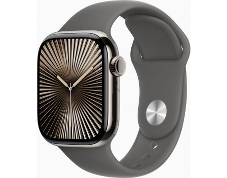 Apple Watch Series 10 GPS, Cellular, 42 мм, M/L, Natural Titanium, Stone Grey Sport на супер цени