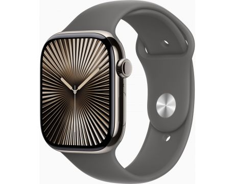 Apple Watch Series 10 GPS, Cellular, 46 мм, M/L, Natural Titanium, Stone Grey Sport на супер цени