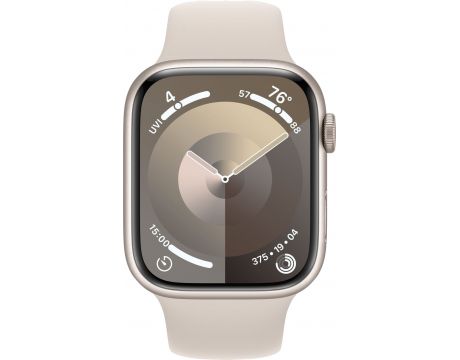 Apple Watch Series 9 GPS, 41 мм, S/M, Aluminium, Starlight - ремаркетиран на супер цени