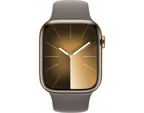 Apple Watch Series 9 GPS, Cellular, 45 мм, M/L, Stainless Steel, Gold/Clay на супер цени