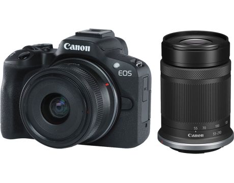 Canon EOS R50, черен и допълнителен обектив RF-S 55-210 на супер цени