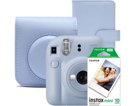 фотоапарат за моментни снимки FUJIFILM instax mini 12, светлосин и аксесоари на супер цени