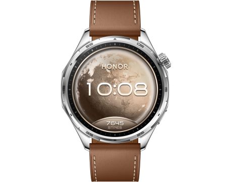 HONOR Watch 6, 46 мм, сребрист/кафяв на супер цени