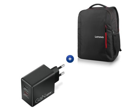 раница Lenovo B510 16” и зарядно Lenovo Dual 65W, черен на супер цени