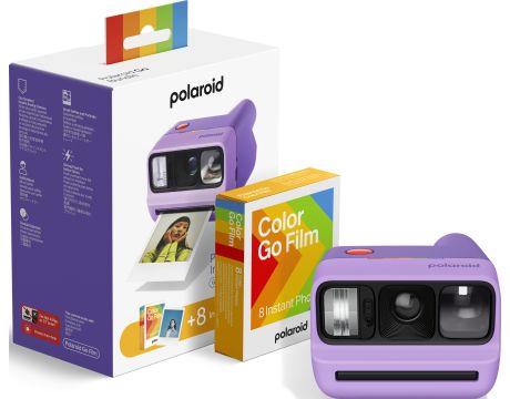 фотоапарат за моментни снимки Polaroid Go Generation 3, лилав и фитохартия Color Go Film на супер цени