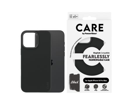 PanzerGlass Care Fashionable MagSafe Compatable за Apple iPhone 16 Pro Max, черен на супер цени