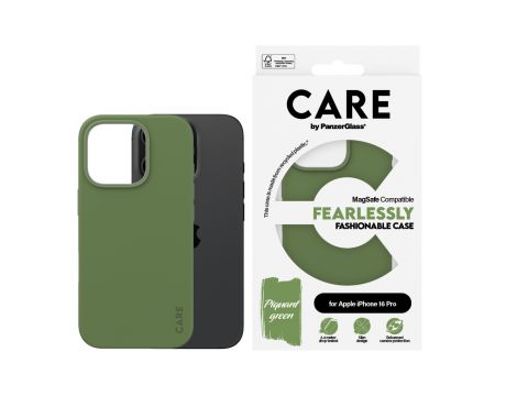 PanzerGlass Care Fearlessly Fashionable MagSafe за Apple iPhone 16 Pro, зелен на супер цени