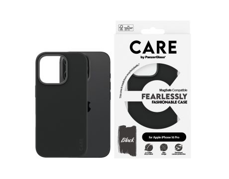 PanzerGlass Care Fearlessly Fashionable MagSafe за Apple iPhone 16 Pro, черен на супер цени