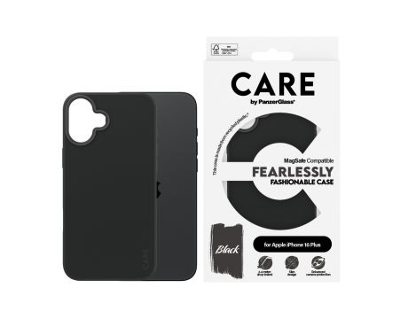 PanzerGlass Care Fearlessly Fashionable MagSafe за Apple iPhone 16 Plus, черен на супер цени