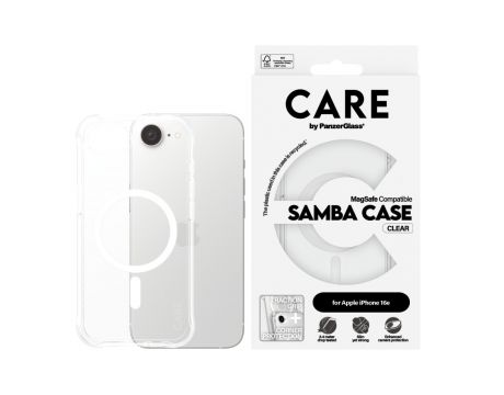 PanzerGlass CARE Samba MagSafe за Apple iPhone 16e/17e, прозрачен/бял на супер цени