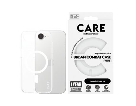 PanzerGlass CARE Urban Combat MagSafe за Apple iPhone 16e/17e, прозрачен/бял на супер цени
