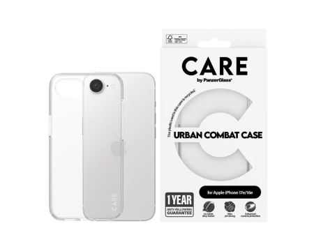 PanzerGlass Care Urban Combat за Apple iPhone 16e/17e, прозрачен на супер цени