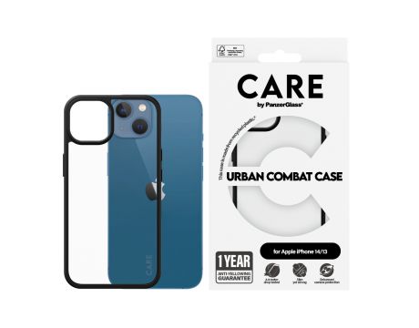PanzerGlass Care Urban Combat за Apple iPhone 13/14, прозрачен/черен на супер цени