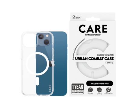 PanzerGlass Care Urban Combat MagSafe за Apple iPhone 13/14, прозрачен/бял на супер цени