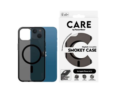 PanzerGlass Care Smokey MagSafe за Apple iPhone 13/14, черен на супер цени