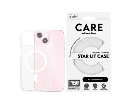PanzerGlass Care Star Lit за Apple iPhone 15, прозрачен/бял на супер цени