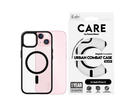 PanzerGlass Care за Apple iPhone 15, прозрачен/черен на супер цени