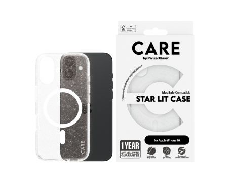 PanzerGlass Care Star Lit за Apple iPhone 16, прозрачен/бял на супер цени