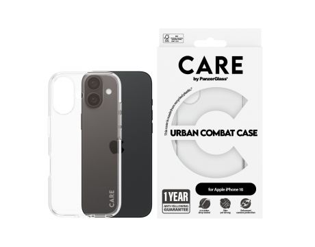 PanzerGlass Care Urban Combat за Apple iPhone 16, прозрачен на супер цени
