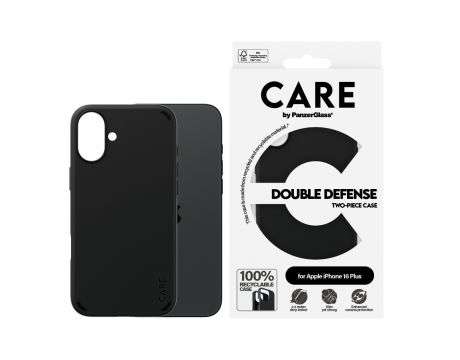 PanzerGlass Care Double Defence за Apple iPhone 16 Plus, черен на супер цени