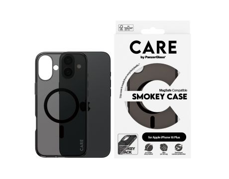 PanzerGlass Care Smokey MagSafe за Apple iPhone 16 Plus, черен на супер цени