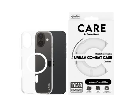 PanzerGlass Care Urban Combat MagSafe за Apple iPhone 16 Plus, прозрачен/бял на супер цени