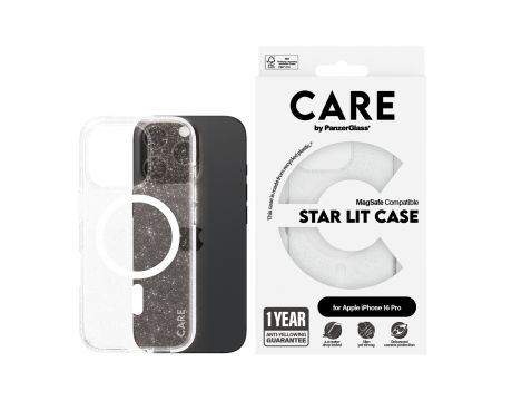 PanzerGlass Care Star Lit за Apple iPhone 16 Pro, прозрачен/бял на супер цени