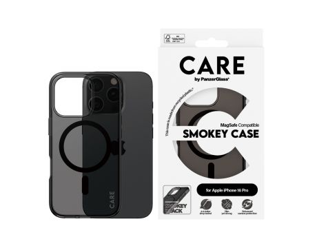 PanzerGlass Care Smokey MagSafe за Apple iPhone 16 Pro, черен на супер цени