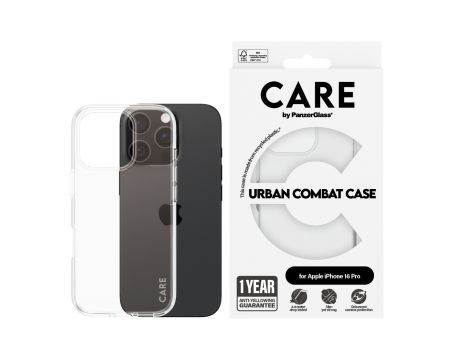 PanzerGlass Care Urban Combat за Apple iPhone 16 Pro, прозрачен на супер цени