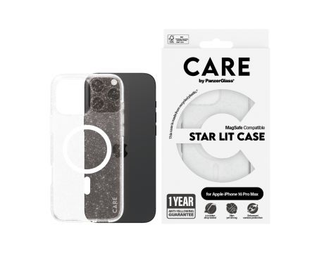 PanzerGlass Care Star Lit за Apple iPhone 16 Pro Max, прозрачен/бял на супер цени