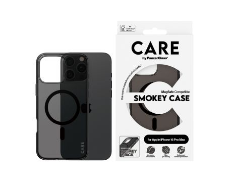 PanzerGlass Care Smokey MagSafe за Apple iPhone 16 Pro Max, черен на супер цени