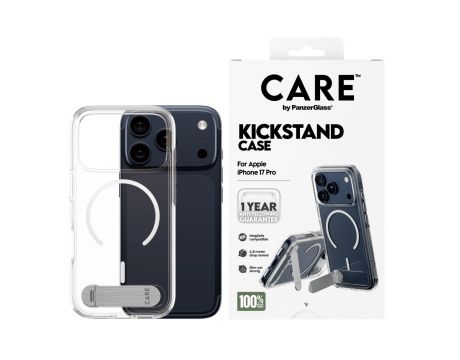 PanzerGlass Care Kickstand за Apple iPhone 17 Pro, прозрачен/бял на супер цени