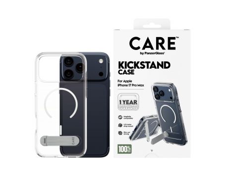 PanzerGlass Care Kickstand за Apple iPhone 17 Pro Max, прозрачен/бял на супер цени