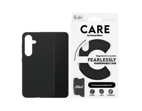 PanzerGlass Care Fearlessly Fashionable Magnetic QI за Samsung Galaxy S24, черен на супер цени