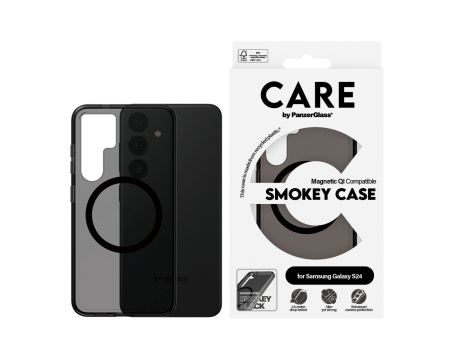 PanzerGlass Care Smokey Magnetic QI за Samsung Galaxy S24, черен на супер цени