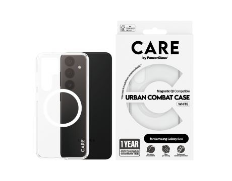 PanzerGlass Care Urban Combat за Samsung Galaxy S24, прозрачен/бял на супер цени