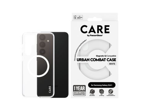 PanzerGlass Care Urban Combat Magnetic QI за Samsung Galaxy S24+, прозрачен/бял на супер цени