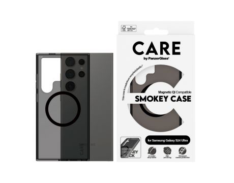 PanzerGlass Care Smokey Magnetic QI за Samsung Galaxy S24 Ultra, черен на супер цени