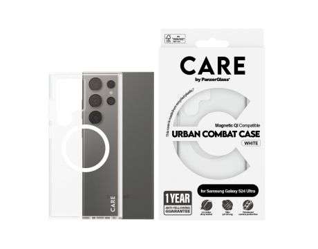 PanzerGlass Care Urban Combat Magnetic QI за Samsung Galaxy S24 Ultra, прозрачен/бял на супер цени