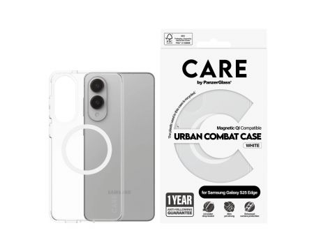 PanzerGlass Care Urban combat за Samsung Galaxy S25 Edge, прозрачен/бял на супер цени