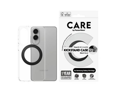 PanzerGlass Care Kickstand за Samsung Galaxy S25 Edge, прозрачен на супер цени