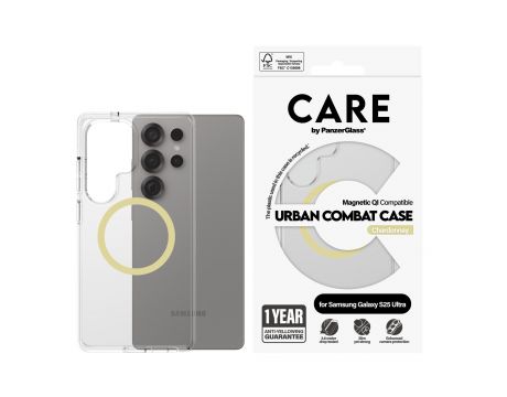 PanzerGlass Care Urban Combat Magnetic QI за Samsung Galaxy S25 Ultra, прозрачен/жълт на супер цени