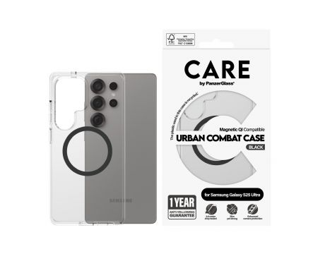 PanzerGlass Care Urban Combat Magnetic QI за Samsung Galaxy S25 Ultra, прозрачен/черен на супер цени