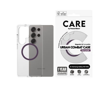PanzerGlass Care Urban Combat Magnetic QI за Samsung Galaxy S25 Ultra, прозрачен/лилав на супер цени