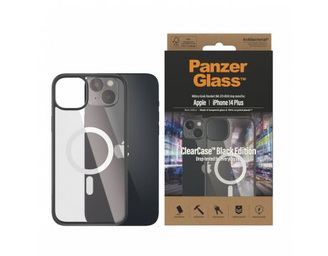 PanzerGlass ClearCase MagSafe за Apple iPhone 14 Plus, прозрачен/черен на супер цени
