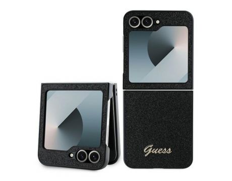 GUESS Glitter Flakes Metal Logo за Samsung Galaxy Z Flip 6, черен на супер цени