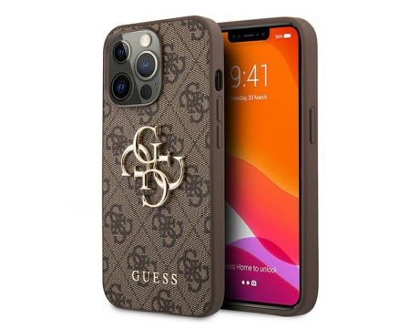 GUESS 4G Metal Logo за Apple iPhone 13 Pro Max, кафяв на супер цени
