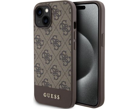 GUESS 4G Stripe за Apple iPhone 15, кафяв на супер цени